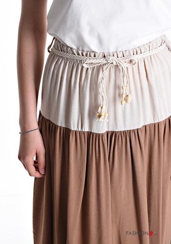 Falda de Lino Longuette con cinturón de cuerda con volantes con elástico - ph 4