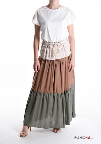 Falda de Lino Longuette con cinturón de cuerda con volantes con elástico - ph 5