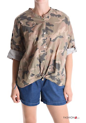Camouflage print Cotton Shirt 3/4 sleeve - ph 1