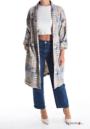 Wool Mix Duster Coat with fabric belt