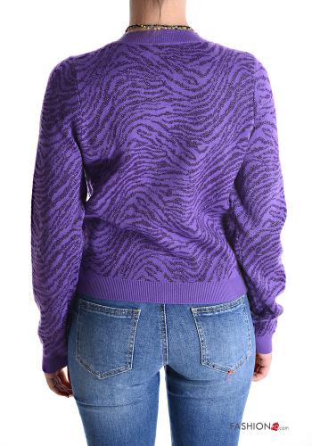 Gilet lurex col rond Imprimé animalier à boutons - ph 2