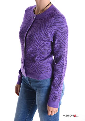 Gilet lurex col rond Imprimé animalier à boutons - ph 3