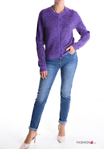 Gilet lurex col rond Imprimé animalier à boutons - ph 5