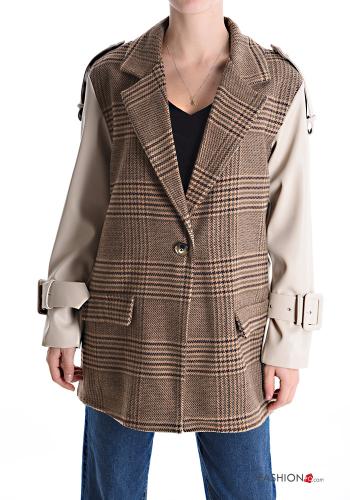Veste Motif tartan avec poches avec doublure à boutons - ph 1