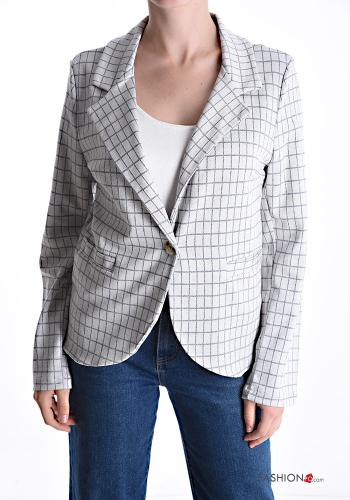Veste en Coton manches longues Imprimé vichy à boutons sans doublure - ph 1