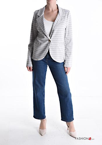 Veste en Coton manches longues Imprimé vichy à boutons sans doublure - ph 5