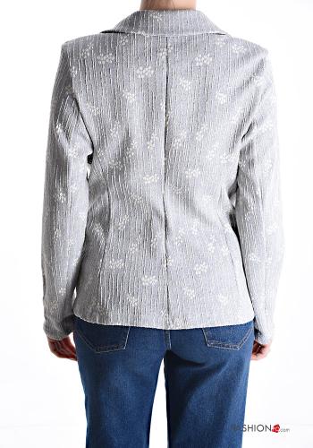 Mix Muster lange ärmel Jacke aus Baumwolle mit Knöpfen - ph 2