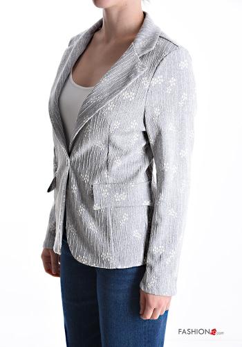 Mix Muster lange ärmel Jacke aus Baumwolle mit Knöpfen - ph 3