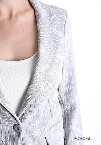 Mix Muster lange ärmel Jacke aus Baumwolle mit Knöpfen - ph 4