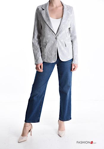 Mix Muster lange ärmel Jacke aus Baumwolle mit Knöpfen - ph 5