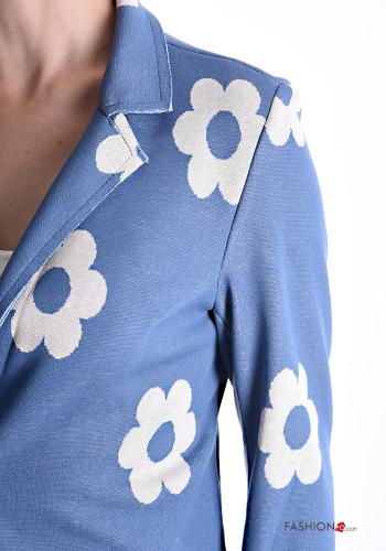 Giacca in Cotone maniche lunghe taglio vivo Fantasia floreale con bottoni senza fodera - ph 4