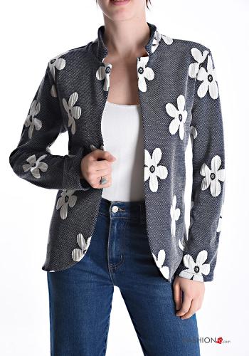 Blumenmuster lange ärmel Jacke aus Baumwolle ohne Futter - ph 1