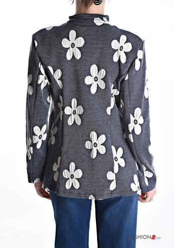 Blumenmuster lange ärmel Jacke aus Baumwolle ohne Futter - ph 2