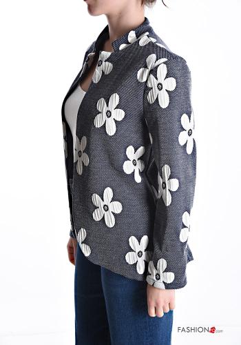 Blumenmuster lange ärmel Jacke aus Baumwolle ohne Futter - ph 3