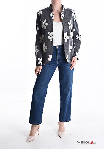 Blumenmuster lange ärmel Jacke aus Baumwolle ohne Futter - ph 5