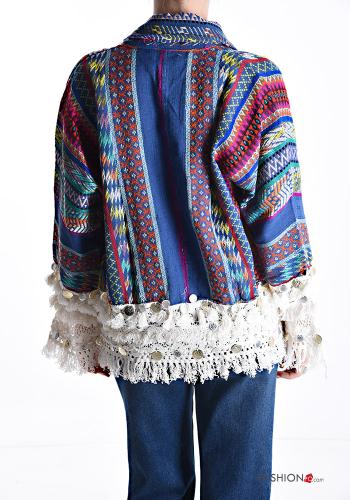 Veste en Coton détail dentelle manches longues à franges sans doublure - ph 2