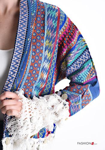 Veste en Coton détail dentelle manches longues à franges sans doublure - ph 4