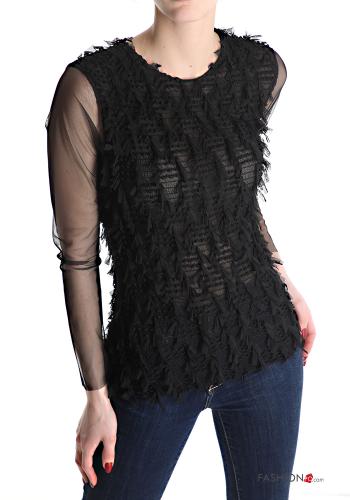 Maglietta a manica lunga maniche in tulle - ph 1