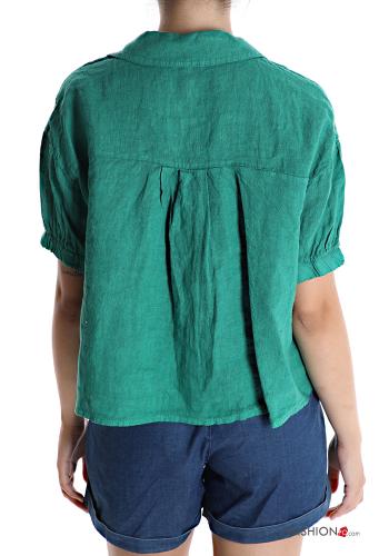 Camisa em Linho com bolsos gola V - ph 2