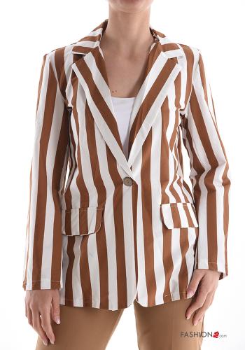 Blazer en Coton Imprimé à rayures à boutons - ph 1