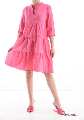 V-Ausschnitt Kleid aus Baumwolle mit Volants - ph 1