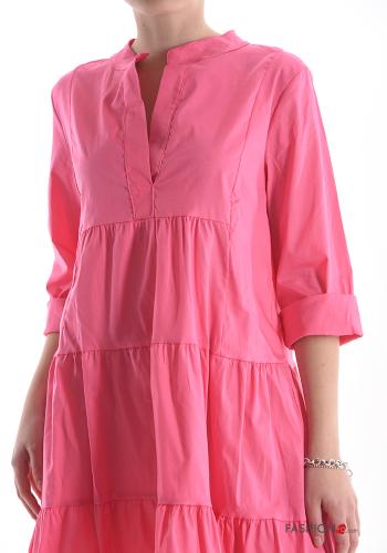 V-Ausschnitt Kleid aus Baumwolle mit Volants - ph 4