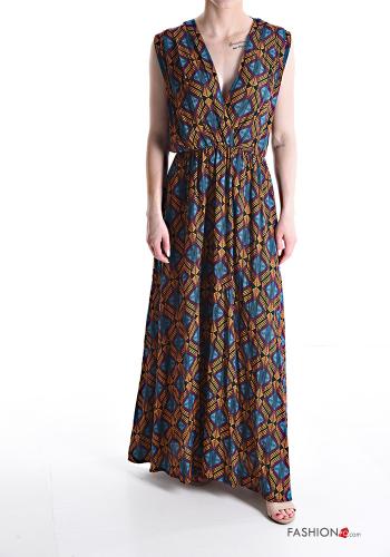 Scamiciato lungo Fantasia geometrica scollo a V - ph 1