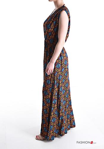 Scamiciato lungo Fantasia geometrica scollo a V - ph 3