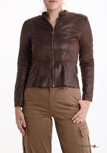 Veste faux cuir avec fermeture éclair sans doublure - ph 1
