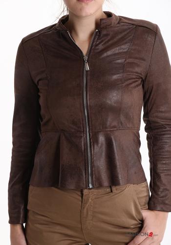 Veste faux cuir avec fermeture éclair sans doublure - ph 4