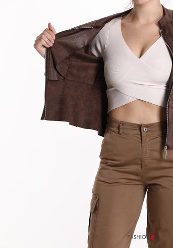 Veste faux cuir avec fermeture éclair sans doublure - ph 5