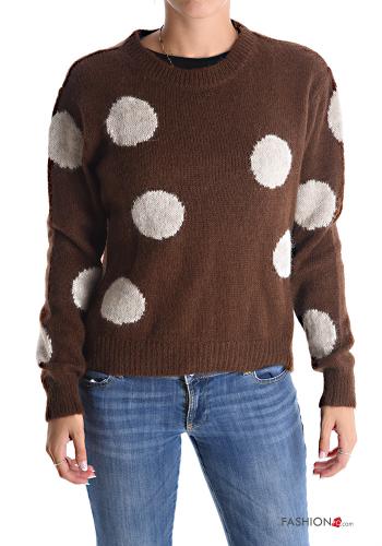 gepunktet u-boot ausschnitt Strickpullover aus Wollmischung - ph 1