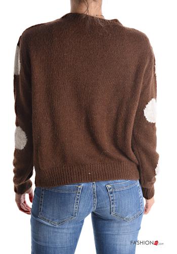 gepunktet u-boot ausschnitt Strickpullover aus Wollmischung - ph 2