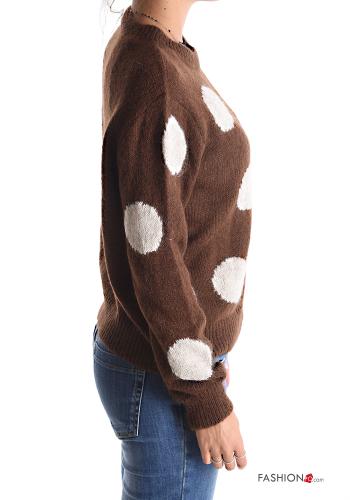 gepunktet u-boot ausschnitt Strickpullover aus Wollmischung - ph 3