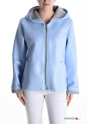 Jacket with pockets without lining with zip with hood