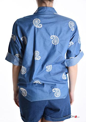 Camicia in Cotone Fantasia paisley con bottoni - ph 2