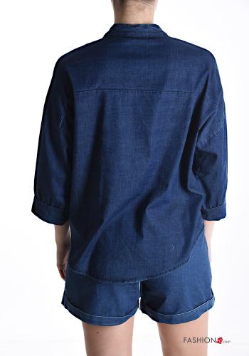 Chemise en Coton en denim à boutons manches à trois-quarts - ph 2