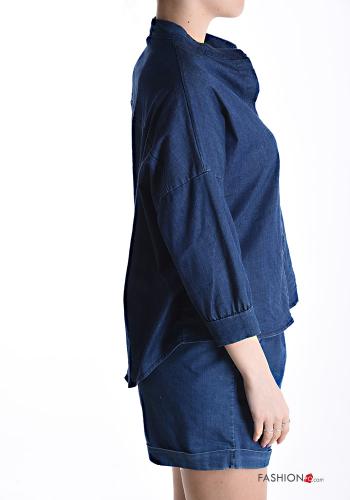 Chemise en Coton en denim à boutons manches à trois-quarts - ph 3