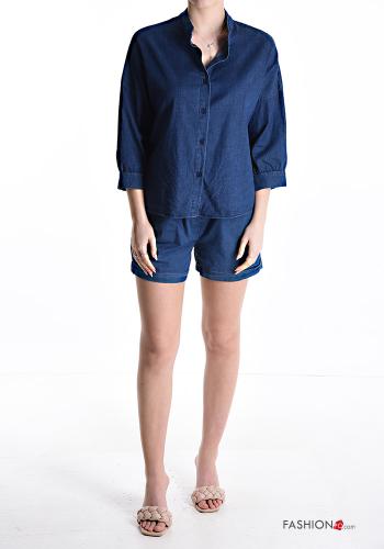 Chemise en Coton en denim à boutons manches à trois-quarts - ph 5