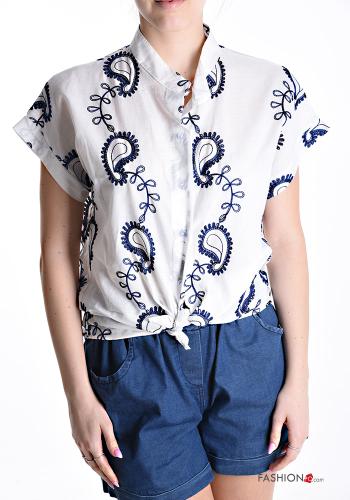 Chemise en Coton manches courtes Imprimé paisley à boutons - ph 1