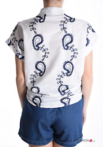 Chemise en Coton manches courtes Imprimé paisley à boutons - ph 2