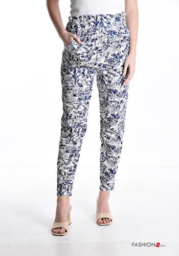 Mix Muster Hose aus Baumwolle mit Taschen mit gummizug - ph 1