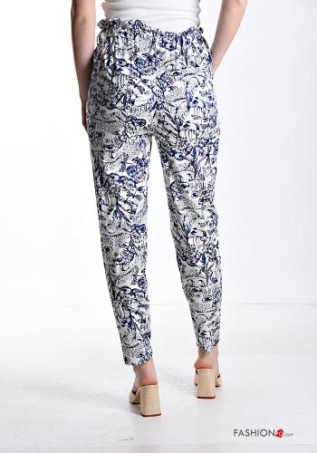 Mix Muster Hose aus Baumwolle mit Taschen mit gummizug - ph 2