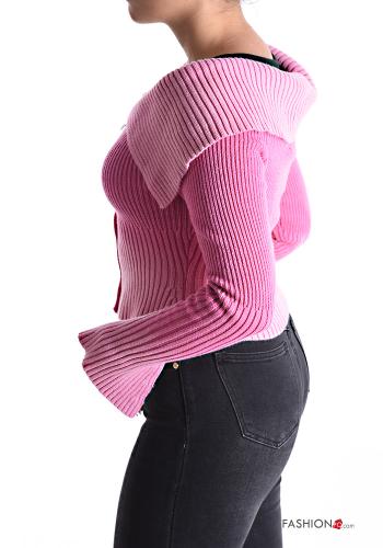 Chaqueta de punto de Algodón canalé con cremallera - ph 3