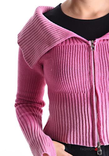Chaqueta de punto de Algodón canalé con cremallera - ph 4