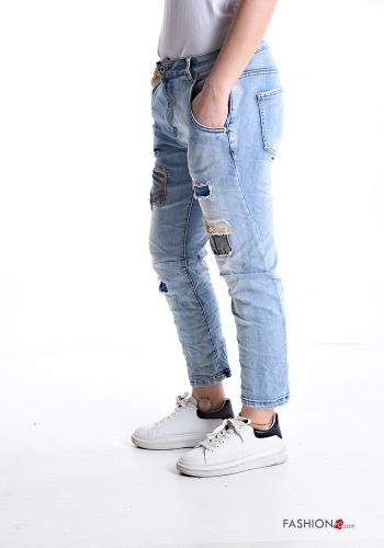 Jeans in Cotone vita bassa strappati con tasche - ph 3