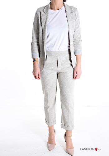 Geometric pattern Cotton Suit without lining with elastic with pockets - ph 1