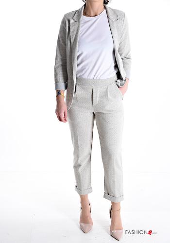 Geometric pattern Cotton Suit without lining with elastic with pockets - ph 5