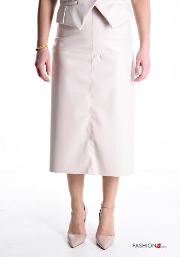 faux leather midi Skirt with zip