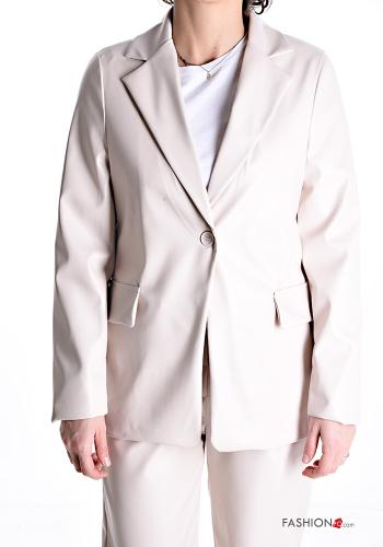 Kunstleder Blazer mit Knöpfen mit Futter - ph 1